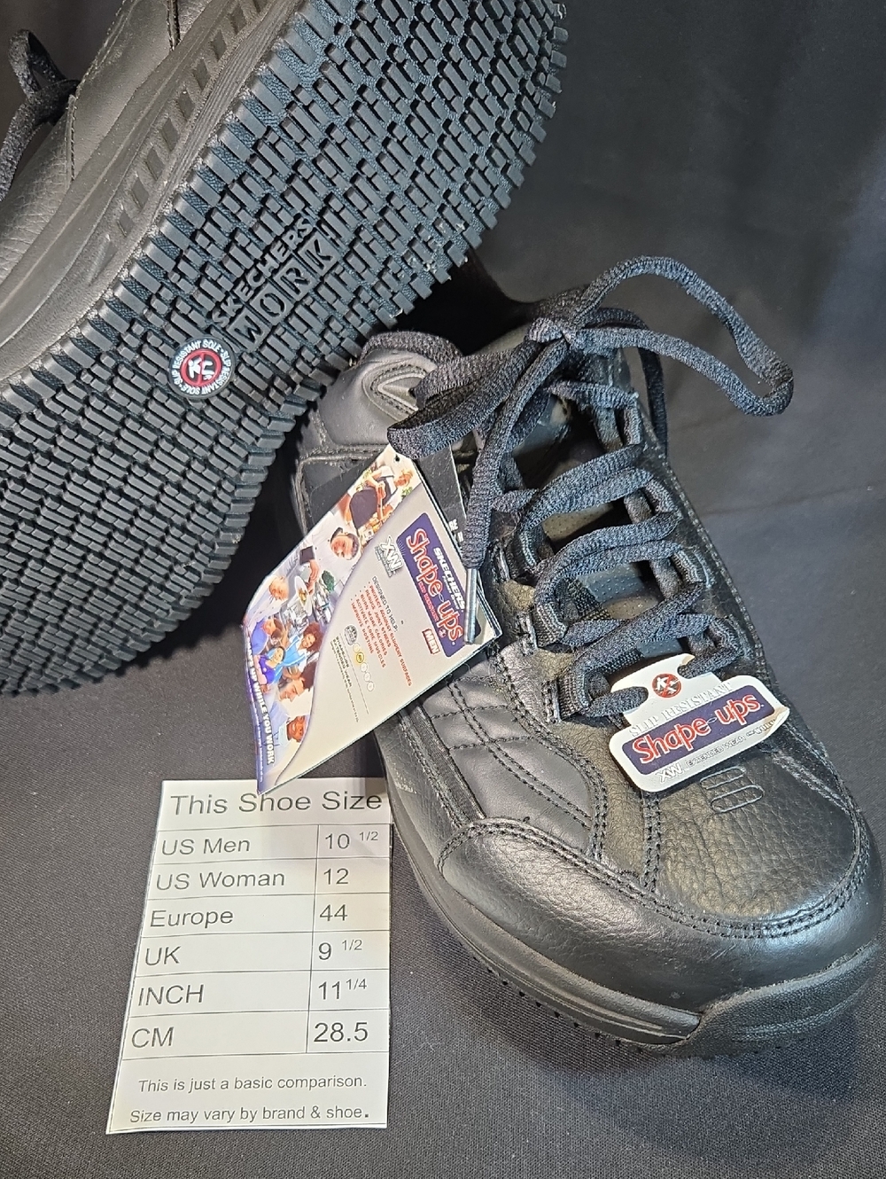 Skechers Black Lace-Up Shape-Ups Work Shoes NWT